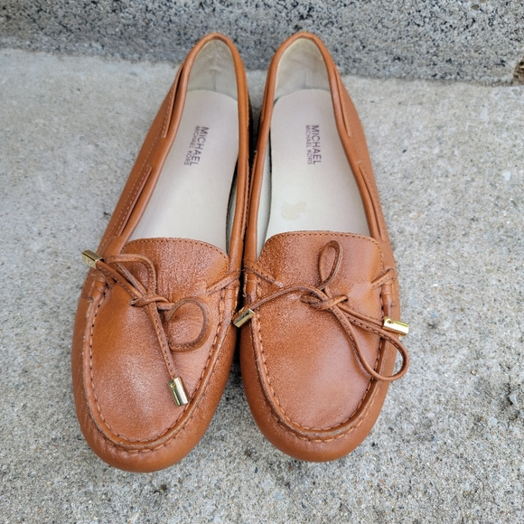 Michael Kors Cognac Brown Leather Bow Mocassin Loafers 7 - Picture 6 of 16